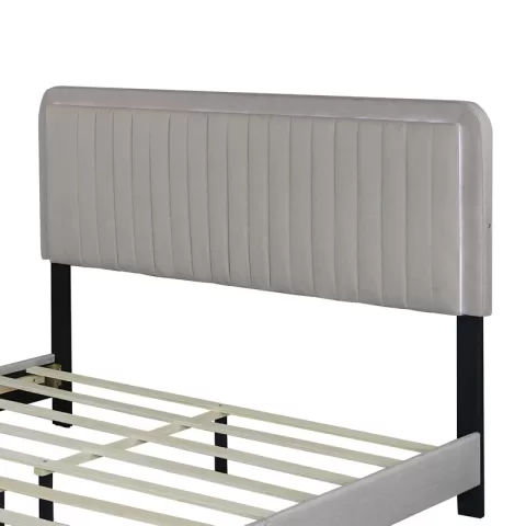 Queen Size Upholstered Bed With Adjustable Height Mattress 10 To 14 Inches Led Design With Footboard Drawers Storage No Box Spring Required Beige 8
