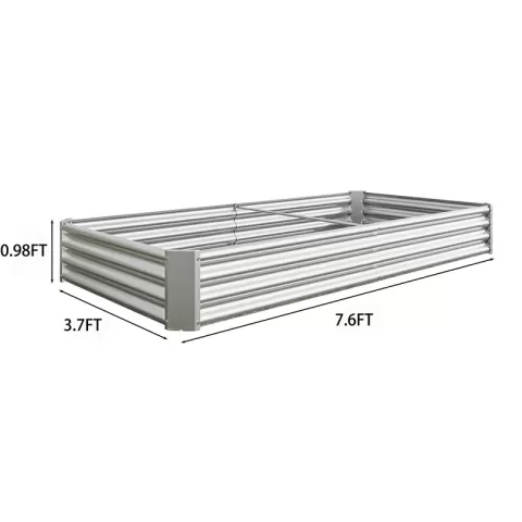 Raised Garden Bed Kit Metal Raised Bed Garden 7.6x3.7x0.98ft For Flower Planters, Vegetables Herb Silver 2