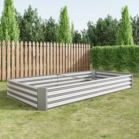 Raised Garden Bed Kit Metal Raised Bed Garden 7.6x3.7x0.98ft For Flower Planters, Vegetables Herb Silver 3