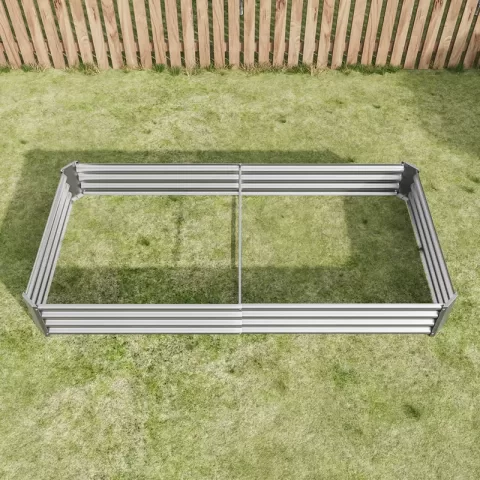 Raised Garden Bed Kit Metal Raised Bed Garden 7.6x3.7x0.98ft For Flower Planters, Vegetables Herb Silver 4