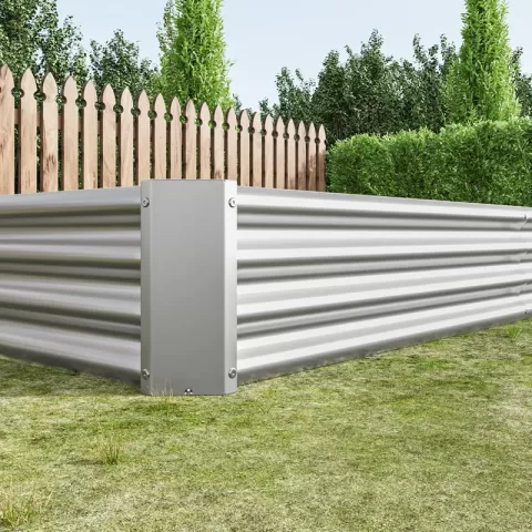 Raised Garden Bed Kit Metal Raised Bed Garden 7.6x3.7x0.98ft For Flower Planters, Vegetables Herb Silver 5