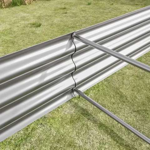Raised Garden Bed Kit Metal Raised Bed Garden 7.6x3.7x0.98ft For Flower Planters, Vegetables Herb Silver 6