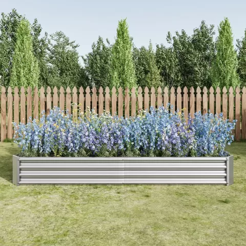 Raised Garden Bed Kit Metal Raised Bed Garden 7.6x3.7x0.98ft For Flower Planters, Vegetables Herb Silver 7