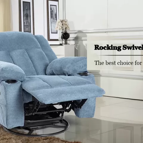 Recliner Chair Massage Fabric Recliners With Heated, 360 Degree Swivel Single Sofa With Cup Holders And Side Pockets Rocking Chair For Living Room 12