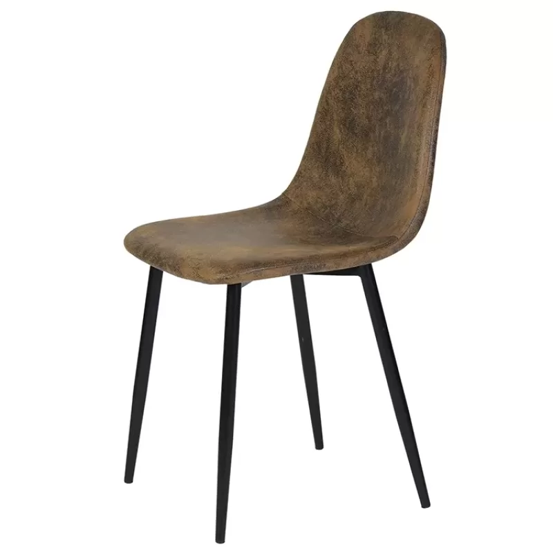 Set of 4 Scandinavian velvet chairs -Suede brown