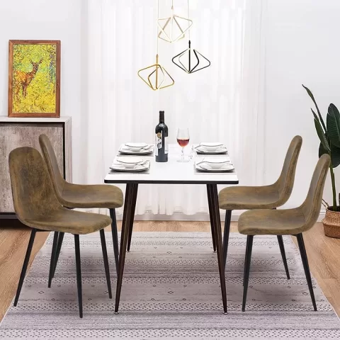 Set Of 4 Scandinavian Velvet Chairs Suede Brown 13