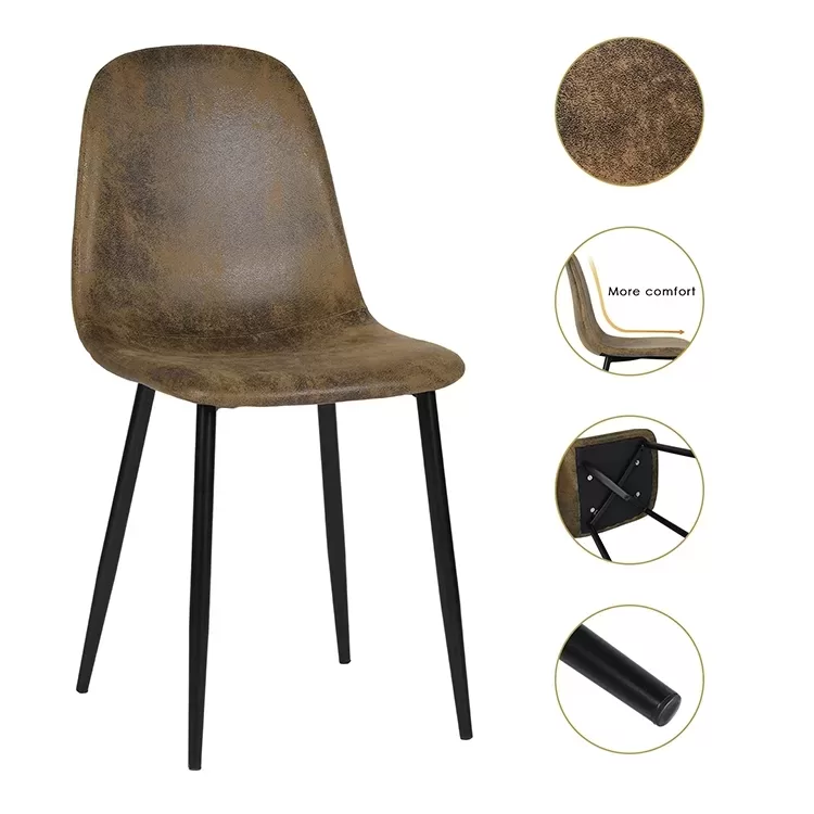 Set Of 4 Scandinavian Velvet Chairs Suede Brown 19