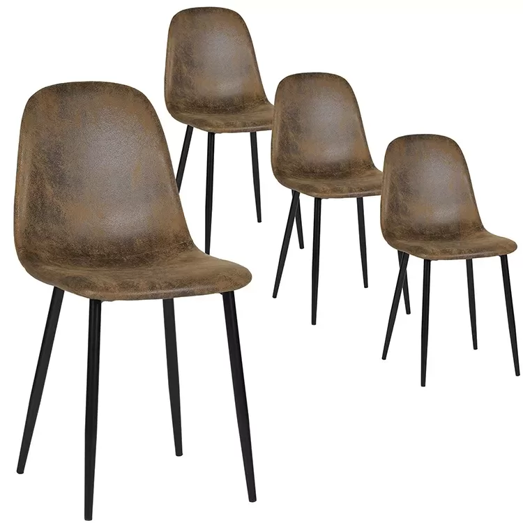 Set Of 4 Scandinavian Velvet Chairs Suede Brown 2