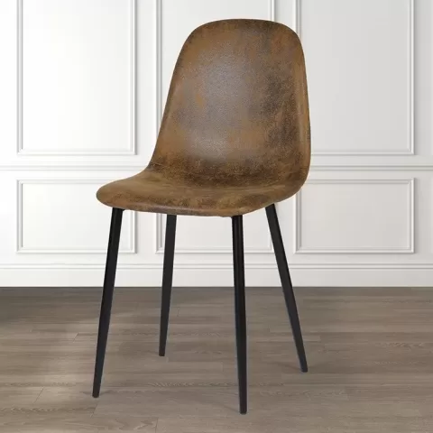 Set Of 4 Scandinavian Velvet Chairs Suede Brown 9
