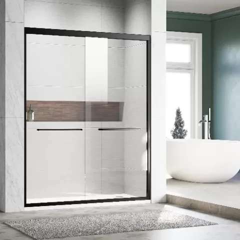 Sliding Shower Glass Door 56 60 In. W X 72 In. H, Adjustable Semi Frameless Shower Door, Certified Thick Clear Clear Tempered Glass, 304 Stainless Steel Handles 2