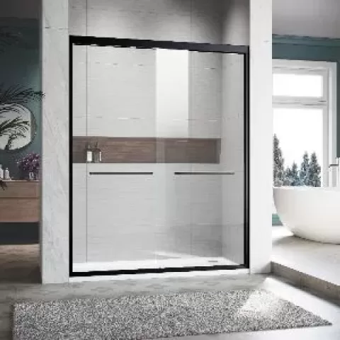 Sliding Shower Glass Door 56-60 in. W x 72 in. H, Adjustable Semi Frameless Shower Door, Certified Thick Clear Clear Tempered Glass