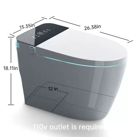 Smart Toilets With Heated Bidet Seat, Portable Toilet With Bidet Built In Auto Open&close, Bidet Toilet With Dryer And Warm Water,tankless Toilet In 1.28gpf, White 9