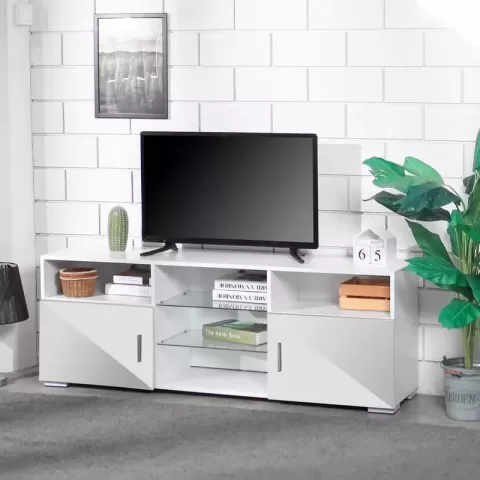 TV Stand for 32-60 inch TV, Modern Television Table Center Media Console with Drawer and Led Lights, Matt Entertainment Center