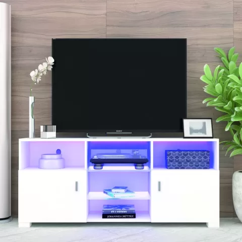 TV Stand for 32-60 inch TV, Modern Television Table Center Media Console with Drawer and Led Lights, Matt Entertainment Center