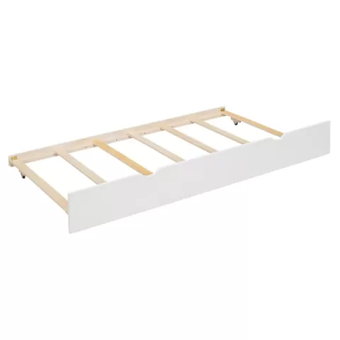 Twin Over Twin House Bunk Bed With Trundle And Slide, Storage Staircase, Roof And Window Design, White 5
