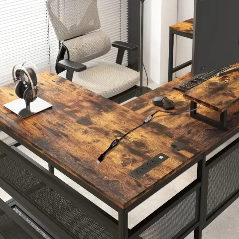 U-shaped Desk with Shell and LED lights Computer desk, desk, writing desk, office desk