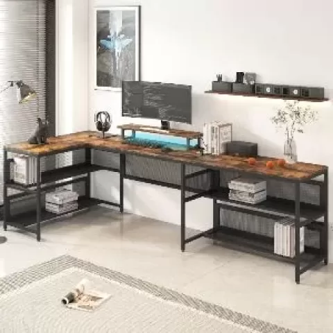 U-shaped Desk with Shell and LED lights Computer desk, desk, writing desk, office desk