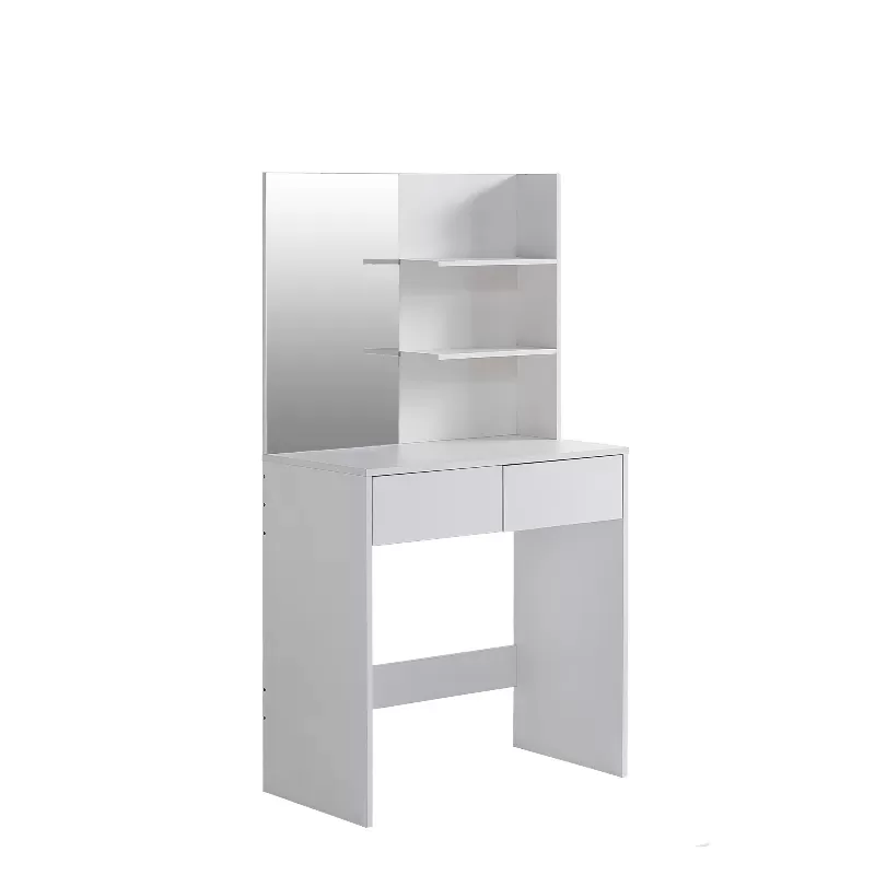 Vanity Desk With Mirror, Dressing Table With 2 Drawers, White Color 1