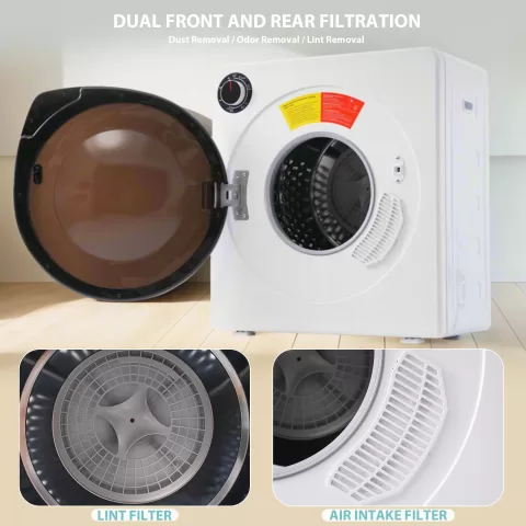 Vented Gas Dryer, Stainless Steel Dryer, 2.6 Cu.ft,1350w, Multi Filtration,5 Programs. Overheating Protection,stainless Steel Drum, Full Heating,double Temperature Control 12