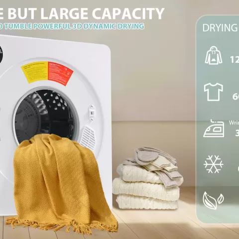 Vented Gas Dryer, Stainless Steel Dryer, 2.6 Cu.ft,1350w, Multi Filtration,5 Programs. Overheating Protection,stainless Steel Drum, Full Heating,double Temperature Control 14
