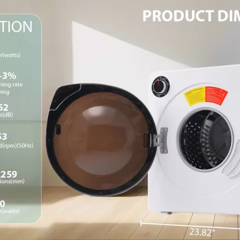 Vented Gas Dryer, Stainless Steel Dryer, 2.6 Cu.ft,1350w, Multi Filtration,5 Programs. Overheating Protection,stainless Steel Drum, Full Heating,double Temperature Control 19
