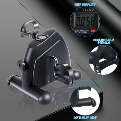 Yssoa Pedal Exercise Bike, Under Desk Bike Pedal Exerciser, Portable Mini Exercise Bike For Arms And Legs Workout, Exercise Peddler With Digital Monitor, Resistance 5