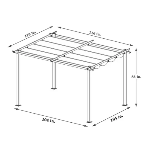 10x10 Ft Outdoor Patio Retractable Pergola With Canopy Sunshelter Pergola For Gardens 13