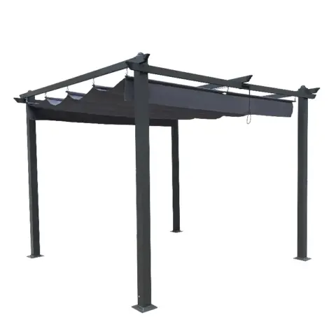 10x10 Ft Outdoor Patio Retractable Pergola With Canopy Sunshelter Pergola For Gardens 8