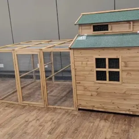 113inches Super large chicken pet coop, Cunninghamia lanceolata, outdoor rabbit coop, rain insulation roof, egg box, leakproof tractor tray and ramp