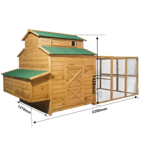113inches Super large chicken pet coop, Cunninghamia lanceolata, outdoor rabbit coop, rain insulation roof, egg box, leakproof tractor tray and ramp