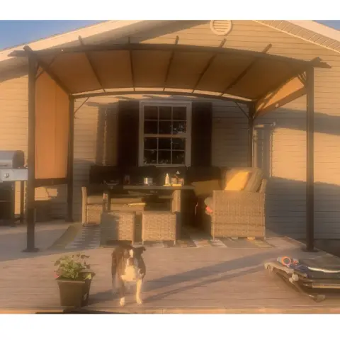 12 x 9 Ft Outdoor Pergola Patio Gazebo,Retractable Shade Canopy,Steel Frame Grape Gazebo,Sunshelter Pergola for Gardens,Terraces