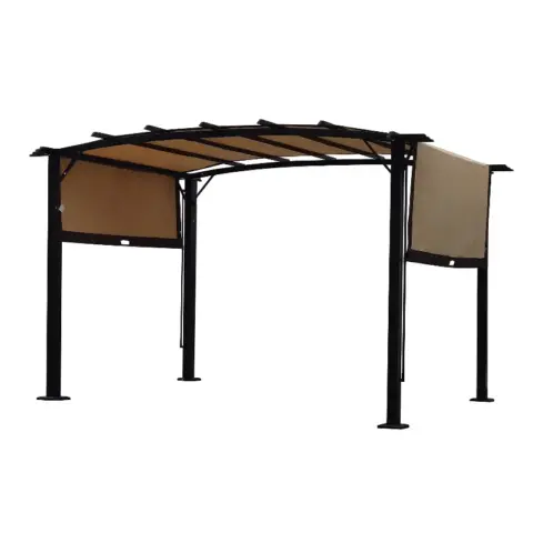 12 x 9 Ft Outdoor Pergola Patio Gazebo,Retractable Shade Canopy,Steel Frame Grape Gazebo,Sunshelter Pergola for Gardens,Terraces