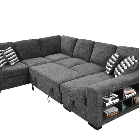 125'' Modern U Shaped 7 Seat Sectional Sofa Couch With Cabinet,sofa Bed With Storage Chaise Pull Out Couch Bed For Living Room 1