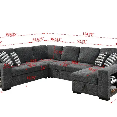 125'' Modern U Shaped 7 Seat Sectional Sofa Couch With Cabinet,sofa Bed With Storage Chaise Pull Out Couch Bed For Living Room 11