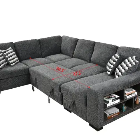 125'' Modern U Shaped 7 Seat Sectional Sofa Couch With Cabinet,sofa Bed With Storage Chaise Pull Out Couch Bed For Living Room 12