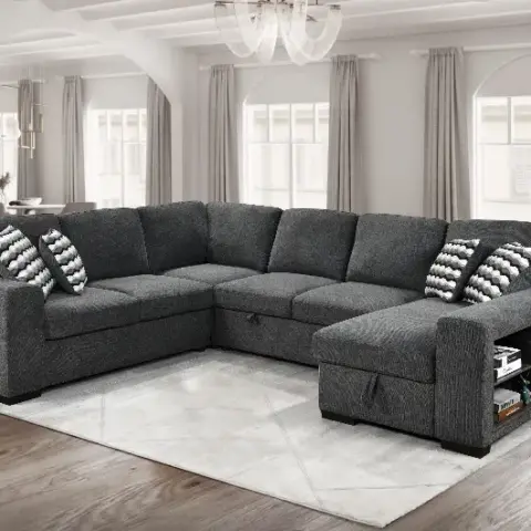 125'' Modern U Shaped 7 Seat Sectional Sofa Couch With Cabinet,sofa Bed With Storage Chaise Pull Out Couch Bed For Living Room 2