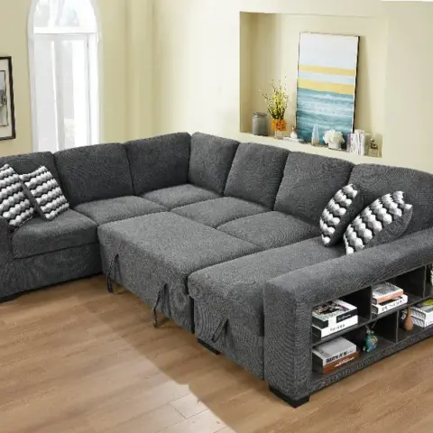 125'' Modern U Shaped 7 Seat Sectional Sofa Couch With Cabinet,sofa Bed With Storage Chaise Pull Out Couch Bed For Living Room 5