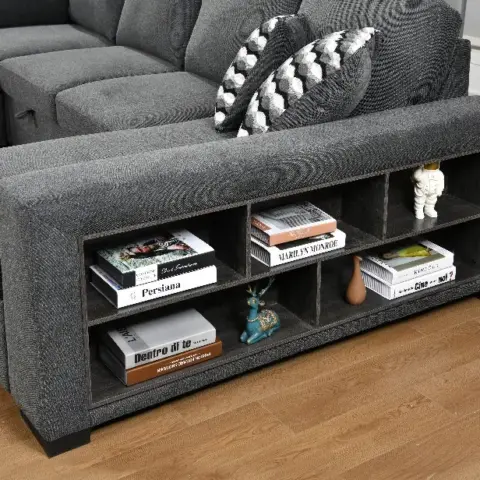 125'' Modern U Shaped 7 Seat Sectional Sofa Couch With Cabinet,sofa Bed With Storage Chaise Pull Out Couch Bed For Living Room 7