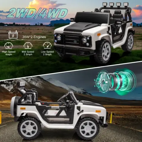 12v7a 30w2 Four Wheel Drive Leather Seat One Button Start,forward And Backward, High And Low Speed,seat Belt Four Wheel Absorber Kids Car 42