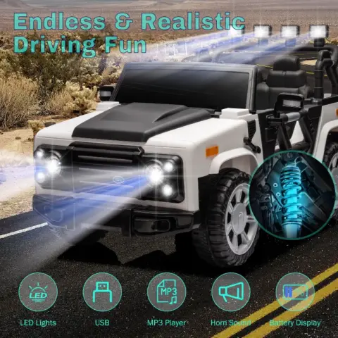 12v7a 30w2 Four Wheel Drive Leather Seat One Button Start,forward And Backward, High And Low Speed,seat Belt Four Wheel Absorber Kids Car 5