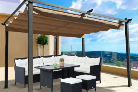 13 X 10 Ft Outdoor Patio Retractable Pergola With Canopy Sun Shelter Pergola For Gardens