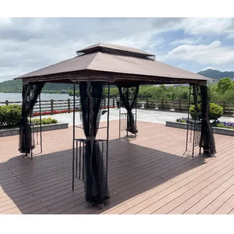 13x10 Outdoor Patio Gazebo Canopy Tent With Ventilated Double Roof And Mosquito Net(detachable Mesh Screen On All Sides),suitable For Lawn 10