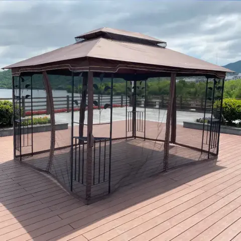 13x10 Outdoor Patio Gazebo Canopy Tent With Ventilated Double Roof And Mosquito Net(detachable Mesh Screen On All Sides),suitable For Lawn 13
