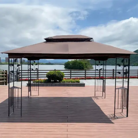 13x10 Outdoor Patio Gazebo Canopy Tent With Ventilated Double Roof And Mosquito Net(detachable Mesh Screen On All Sides),suitable For Lawn 15