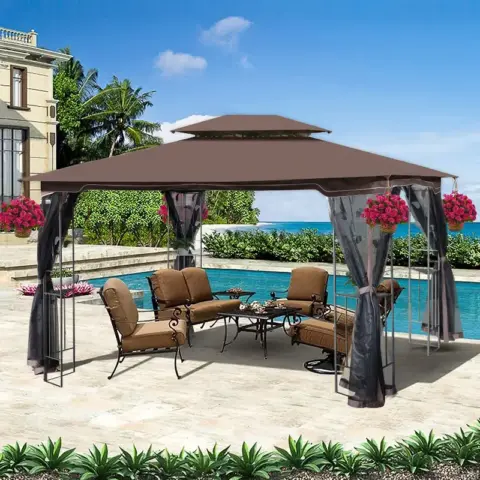 13x10 Outdoor Patio Gazebo Canopy Tent With Ventilated Double Roof And Mosquito Net(detachable Mesh Screen On All Sides),suitable For Lawn 19