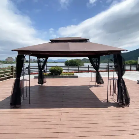 13x10 Outdoor Patio Gazebo Canopy Tent With Ventilated Double Roof And Mosquito Net(detachable Mesh Screen On All Sides),suitable For Lawn 4