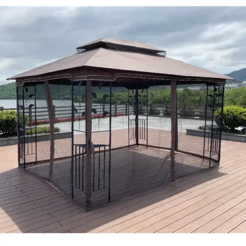 13x10 Outdoor Patio Gazebo Canopy Tent With Ventilated Double Roof And Mosquito Net(detachable Mesh Screen On All Sides),suitable For Lawn 7