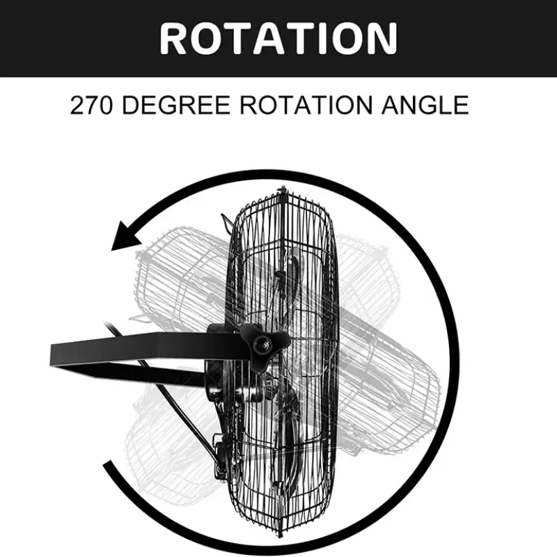 18 Inch Industrial Wall Mount Fan, 3 Speed Commercial Ventilation Metal Fan for Warehouse, Greenhouse, Workshop, Patio, Factory and Basement