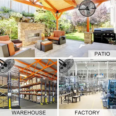 18 Inch Industrial Wall Mount Fan, 3 Speed Commercial Ventilation Metal Fan for Warehouse, Greenhouse, Workshop, Patio, Factory and Basement