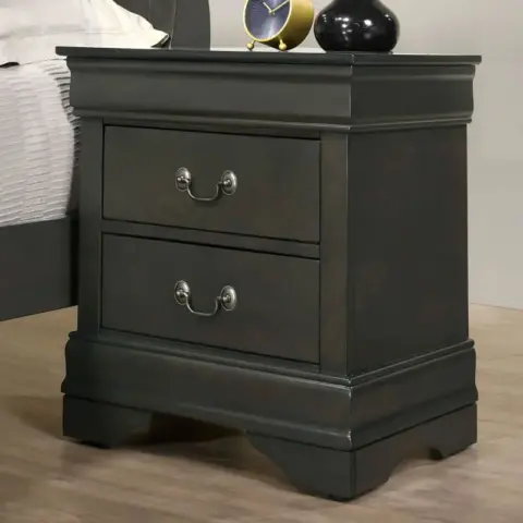 1pc Nightstand Louis Philippe Solid Wood English Dovetail Construction Antique Nickle Hanging Pulls 6